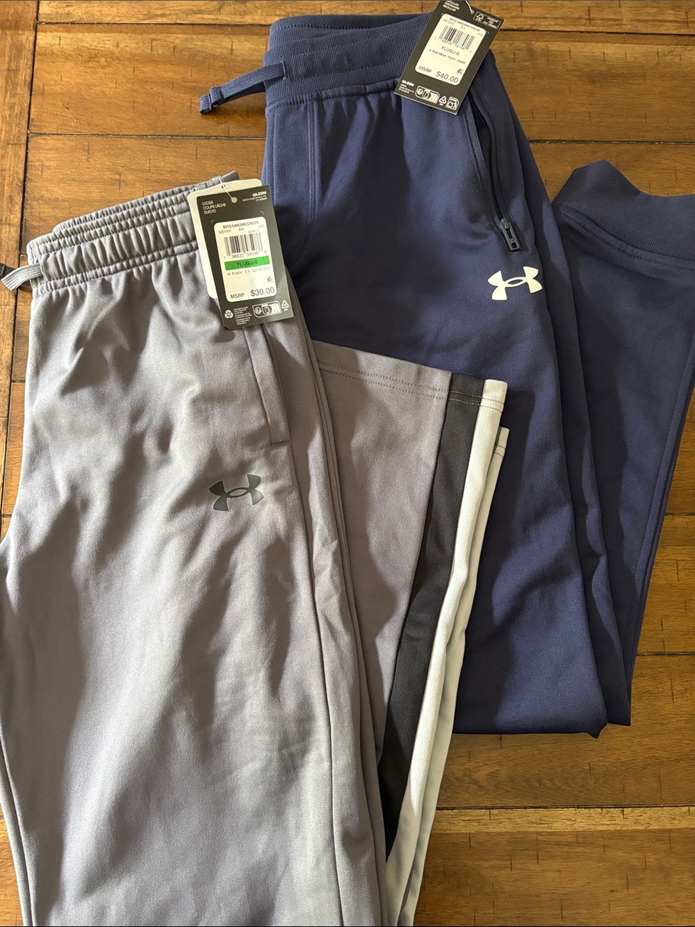 Under Armour Kids Boys set lot of 2 Athletic Pants joggers size large NWT